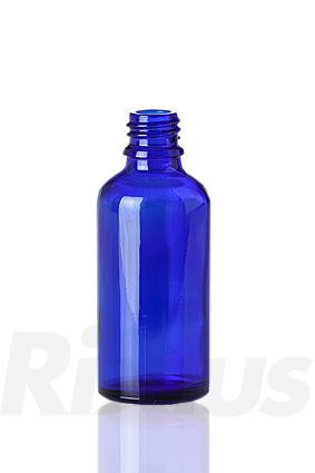 50 ml Tropfflasche Glas blau GL 18 rund
