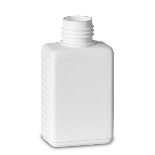 100 ml Vierkantflasche HDPE weiß RD 28 rechteckig
