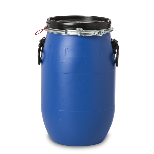 30 Liter Spannringdeckelfass HDPE blau rund
