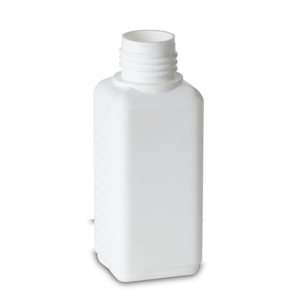 100 ml Vierkantflasche HDPE weiß RD 25 rechteckig