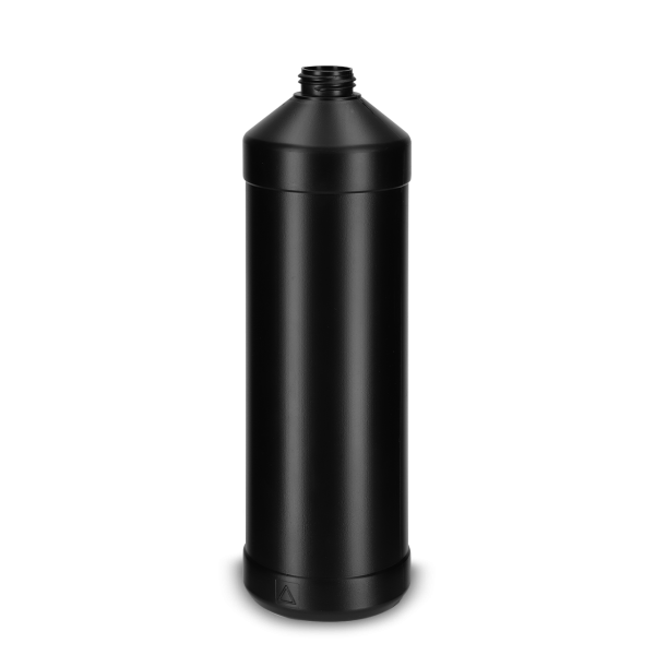 1000 ml Rundflasche HDPE schwarz RD 28 zylindrisch