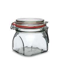 630 ml Drahtbügelglas - eckig - Klarglas