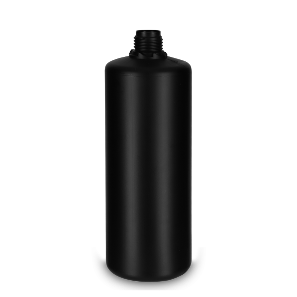 1000 ml Rundflasche HDPE schwarz OV 28 zylindrisch