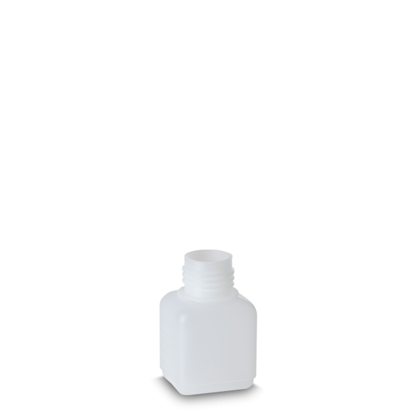 50 ml Vierkantflasche HDPE natur RD 25 rechteckig