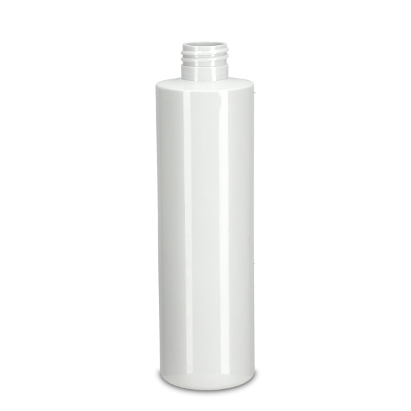 250 ml Rundflasche rPET weiß 24/410 zylindrisch
