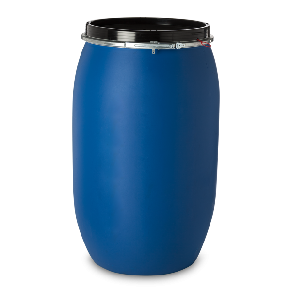 220 Liter Spannringdeckelfass HDPE blau rund