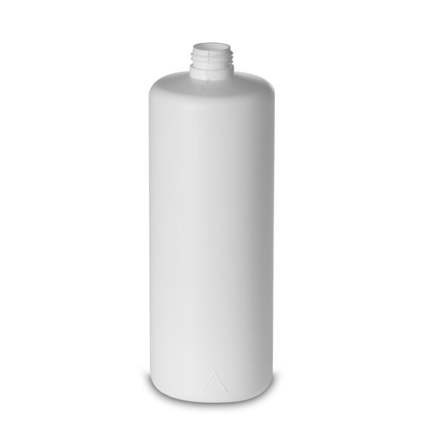 1000 ml Rundflasche HDPE weiß ZP 28 zylindrisch