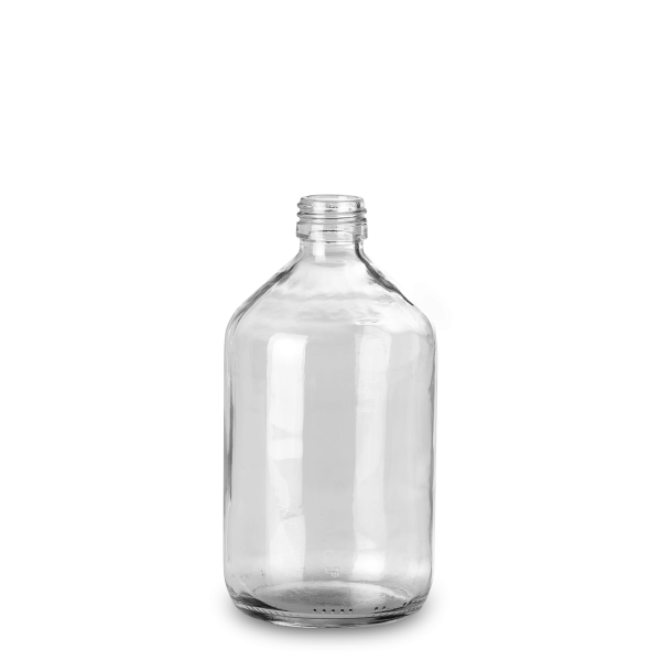 500 ml Verpackungsflasche Glas klar PP 28 rund
