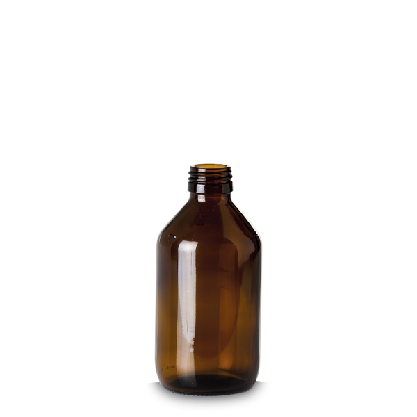 250 ml Medizinflasche Glas braun PP 28 rund