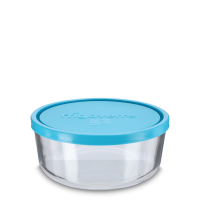 1250 ml Frischhaltedose - Glas - rund - blauer Deckel