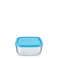 1000 ml Frischhaltedose - Glas - eckig - blauer Deckel