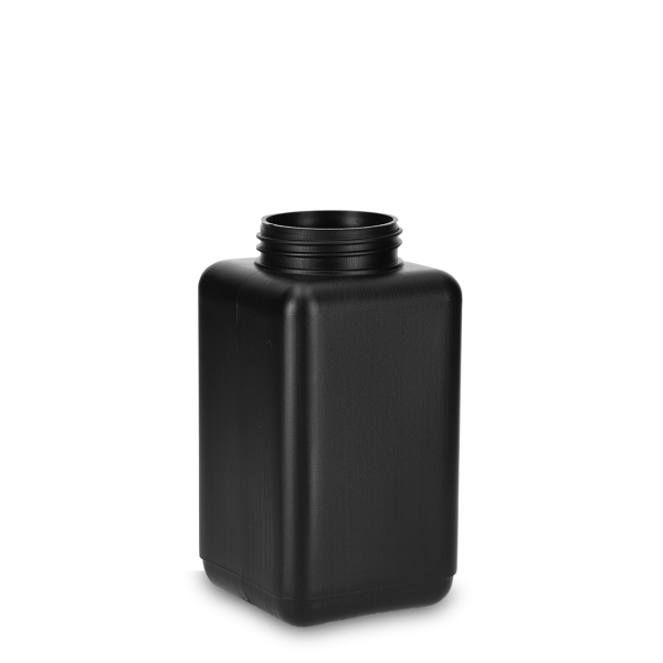 500 ml Vierkantflasche HDPE schwarz RD 50 eckig