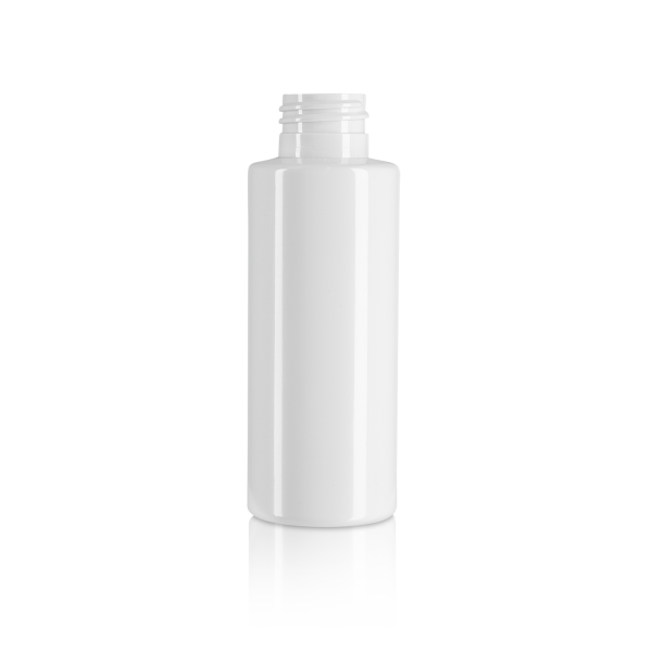 100 ml Rundflasche rPET weiß 24/410 zylindrisch