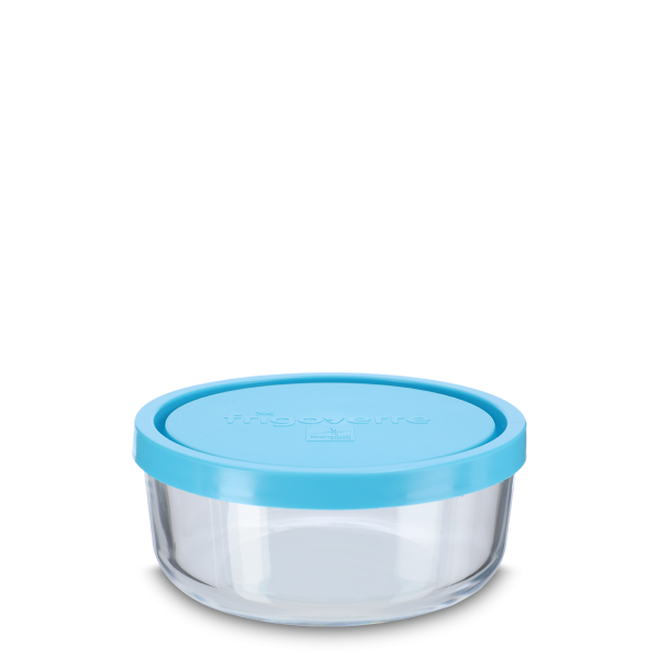 300 ml Frischhaltedose - Glas - rund - blauer Deckel
