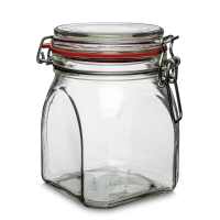 900 ml Drahtbügelglas - eckig - Klarglas