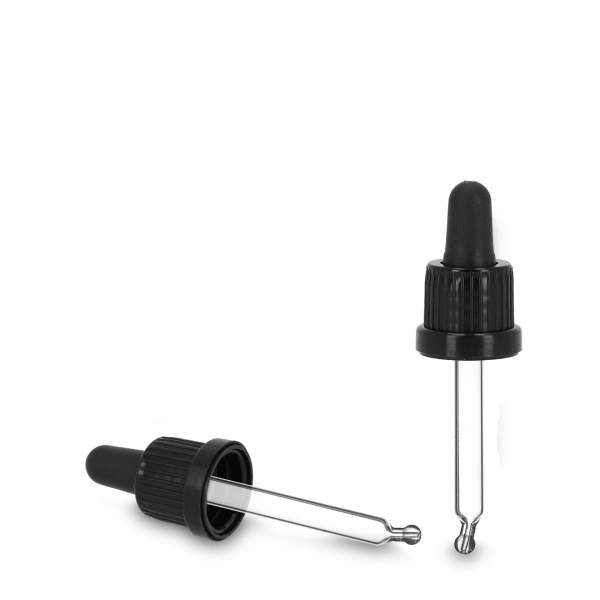 Pipettenverschluss - schwarz - Glas - OV 18 - Länge 82mm
