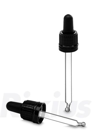 Pipettenverschluss - schwarz - Glas - GL 18 - Länge 60mm